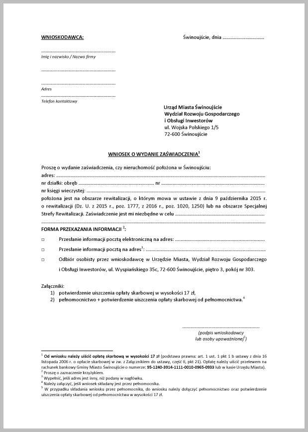 Wniosek O Wydanie Zaświadczenia O Nieściągalności Alimentów Wzór Wniosek o wydanie zaświadczenia - Miasto Świnoujście Internetowy portal